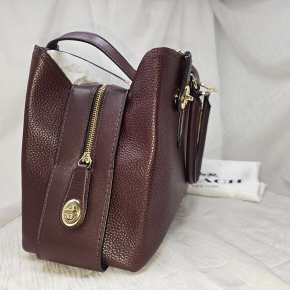 COACH BROOKLYN CARRYALL 34 in Oxblood - Picture 3 of 8